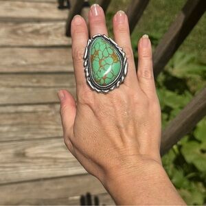 Statement piece, faux Turquoise and Silver Ring